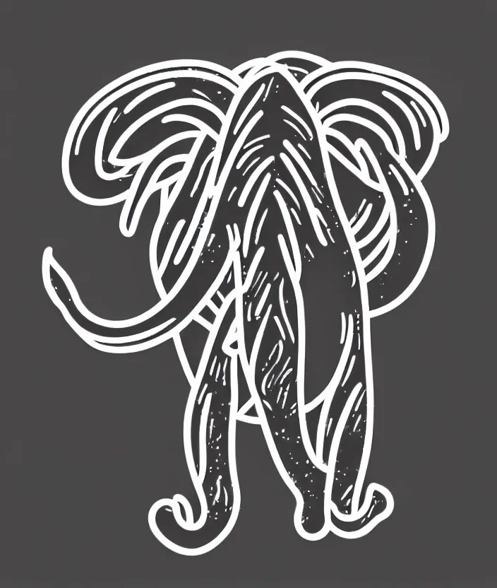 Image similar to stylized wooly mammoth sports logo!!! sketch!!!, black and white