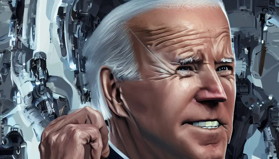 Image similar to Joe Biden is a cyborg, hyperdetailed, artstation, cgsociety, 8k