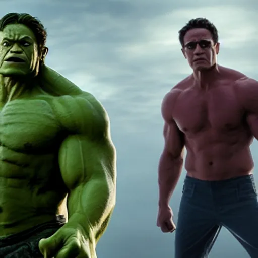 Image similar to film still of Joseph Gordon Levitt as The hulk in new avengers film, 4k