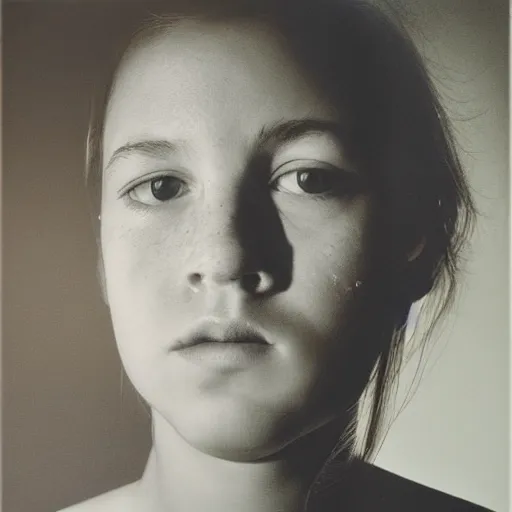 Prompt: face of a young girl in the moon light, ambient lighting, moody, emotive, photo realistic, chuck close