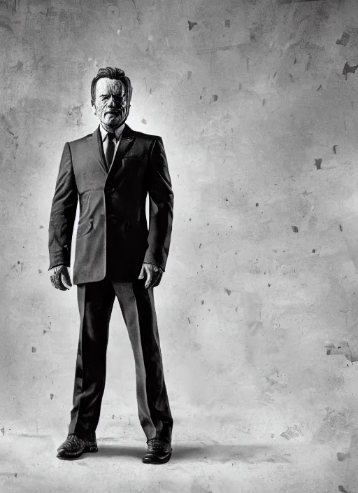 Prompt: full length photo of Bryan Cranston as Captain America by Lee Jeffries, smile, detailed, award winning, Sony a7R