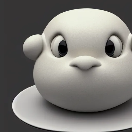 Prompt: A cute sleepy piece of mozzarella with a face sitting in a bowl, 3D octane render, raytracing