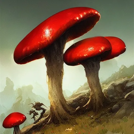 Image similar to shrooms geog darrow greg rutkowski