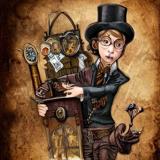 Prompt: Steampunk Harry Potter