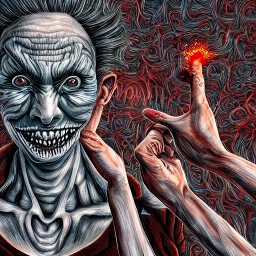 Image similar to trump scariest horror nightmare by junji ito, digital art, deepdream cosmic, 3 d high definition, trending on artstation, photorealistic, high resolution, 8 k, octane, hyper detailed, trending on deviantart insane details, intricate, elite, ornate, elegant trend, highly detailed and intricate, sharp focus, photography, unreal engine