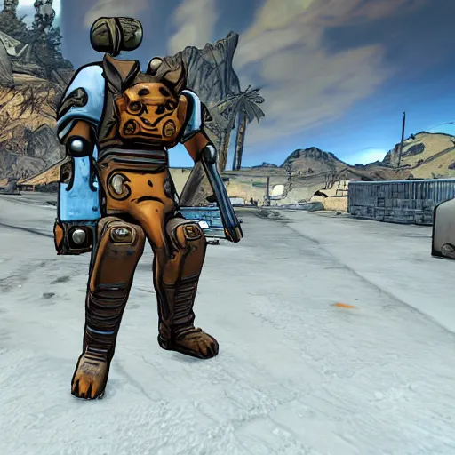 Prompt: Giant Cat in borderlands 2