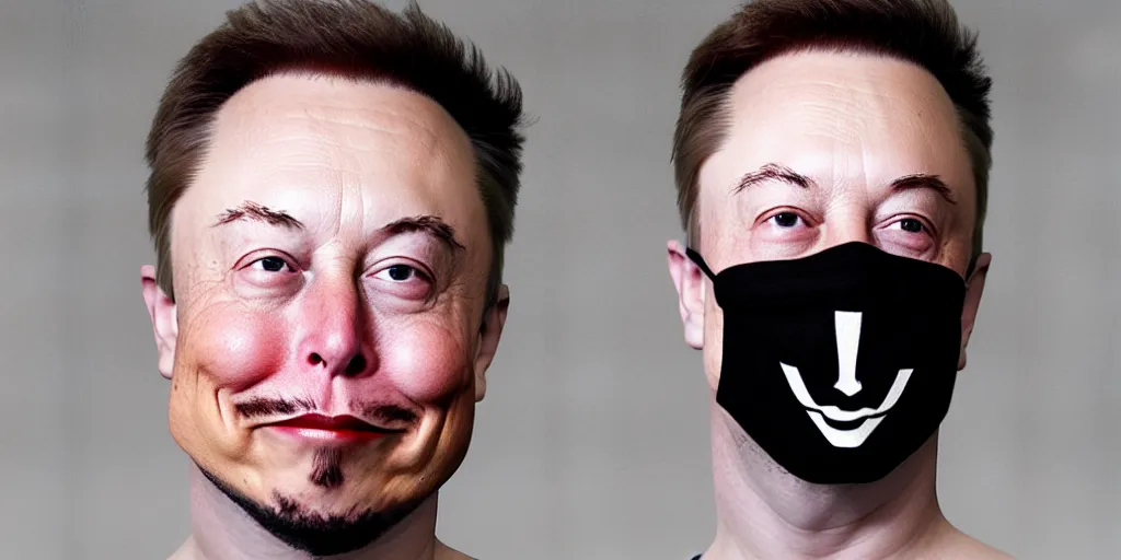 Prompt: anonymous mask, elon musk model