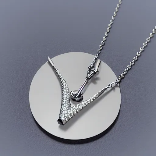 Image similar to a silver sagittarius necklace pendant, 3 d rendering, pandora, tiffany, swarovski, van cleef & arpels, cartier, boucheron, bulgari, chaumet, elegant, noble, stylish