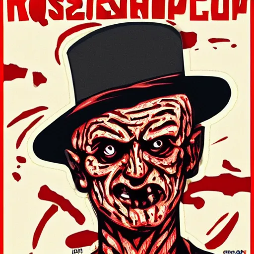 Image similar to Freddy Krueger Russian propaganda poster