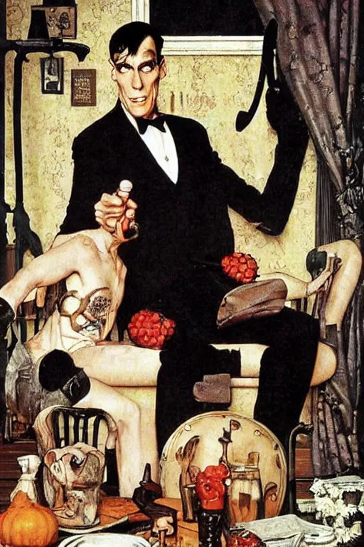 Prompt: lurch from the addams family painted by norman rockwell