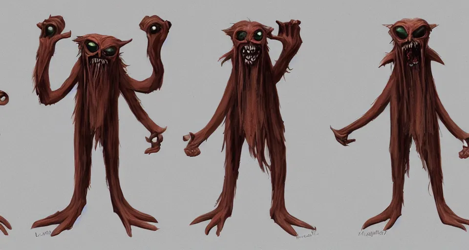 Image similar to concept art of a lean and lanky creature that wears a creepy comedy mask, concept art, turnaround world building, character design