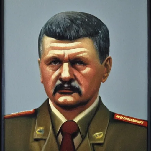 Prompt: a soviet propaganda painting of jarosław kaczynski