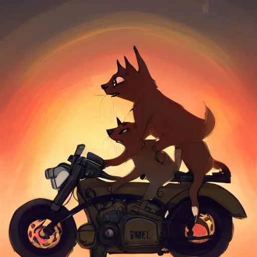 Prompt: cute fluffy caracal riding a harley motorcycle, road, sunset. adventurous, atmospheric lighting, stunning. by makoto shinkai, rossdraws, james jean, andrei riabovitchev, marc simonetti, krenz cushart, trendig on artstation, digital art