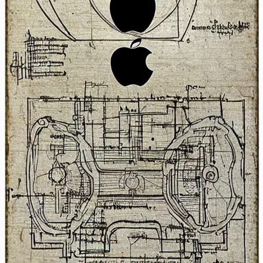 Image similar to Da vinci's detailed drawing of a blueprint for the newest iphone