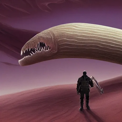 Image similar to joe biden's face a dune sandworm body shai-hulud cover art dune; photorealistic cgi movie poster style, artstation, Mihai, sandworm, shai-hulud