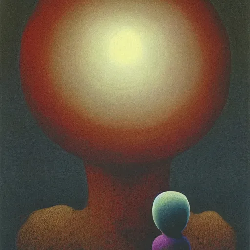 Prompt: Dream Monster by zdzisław beksiński and René Magritte