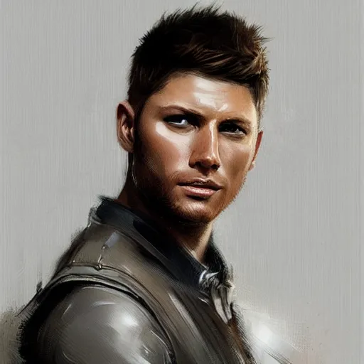 Image similar to “ portrait of jensen ackles by greg rutkowski, young, attractive, highly detailed portrait, scifi, digital painting, artstation, concept art, smooth, sharp foccus ilustration, artstation hq ”