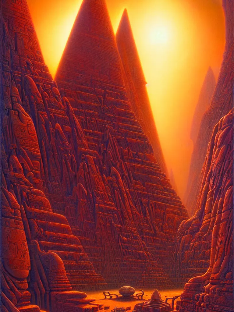 Prompt: sphinx gate never ending story, tim hildebrandt, bruce pennington, wayne barlowe, donato giancola, trending on artstation, cinematic composition, beautiful lighting, hyper detailed, 8 k, oil on canvas