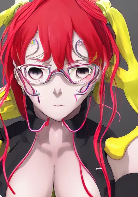 Image similar to portrait of a beautiful slime woman by aramaki shinji, tsurumaki kazuya, smug, 8 k, hd, saturated, flcl, hyperreality, fate grand order, symmetry