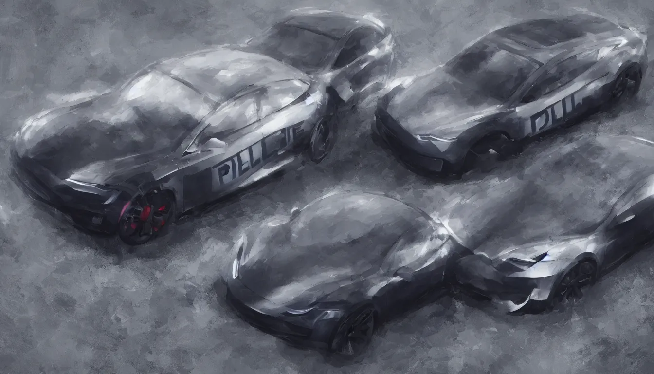 Prompt: Police Tesla, trending on artstation