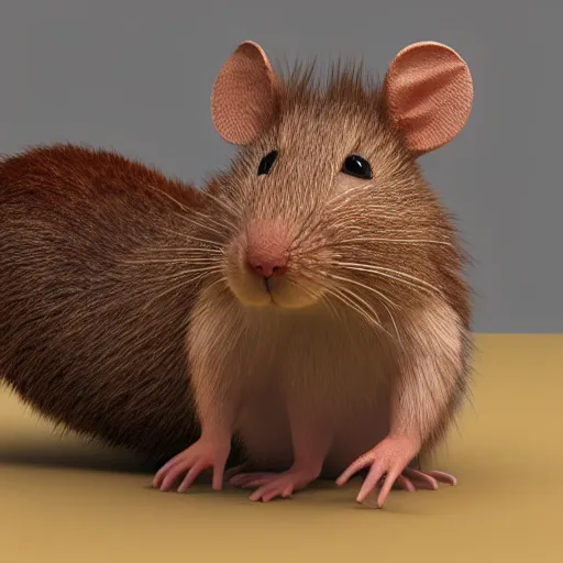 Image similar to fuzzy cute brown rat 3 d render awardwinning