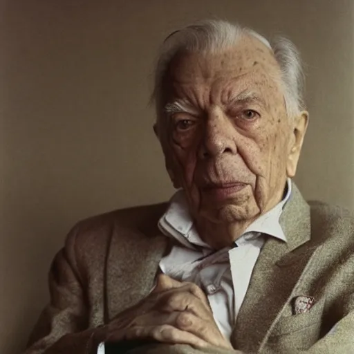 Prompt: “An Annie Leibovitz portrait of Jorge Luis Borges”