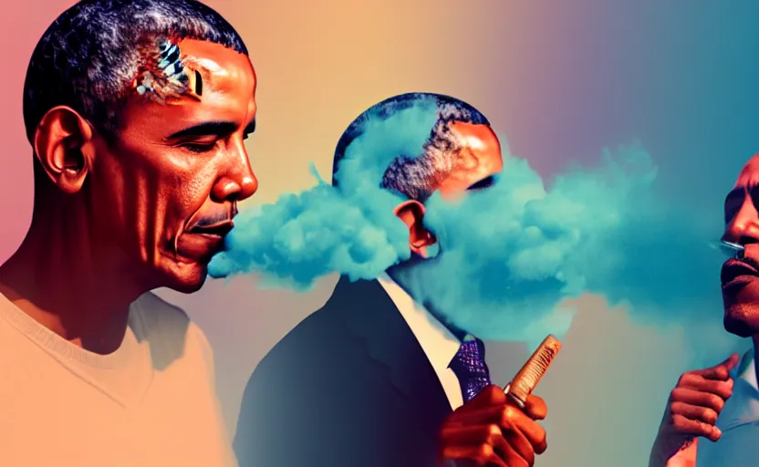 Prompt: Obama and Jesus vaping by Beeple; 4K; 8K