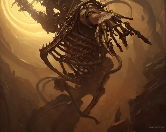 Image similar to oldman casting summon skeleton, deep focus, d & d, fantasy, intricate, elegant, highly detailed, digital painting, artstation, concept art, matte, sharp focus, illustration, hearthstone, art by artgerm and greg rutkowski and alphonse mucha