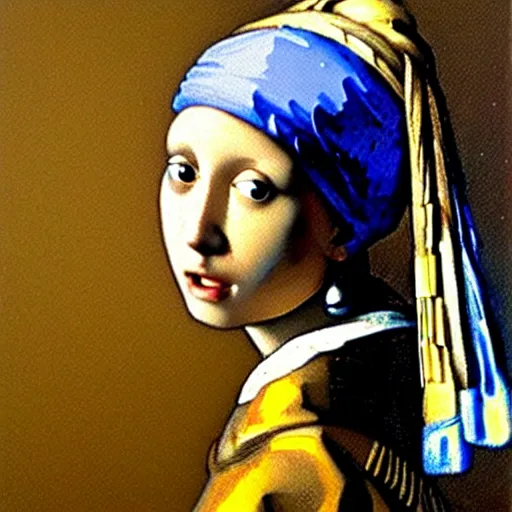 Image similar to Girl with a Pearl Earring painted by Beksinski