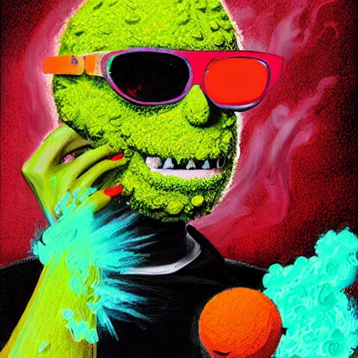 Prompt: Paris Hilton tennis ball monster ,tennis ball, digital art, smoke, fantasy,chalk, magic, trending on artstation, ultra detailed, professional illustration by Basil Gogos