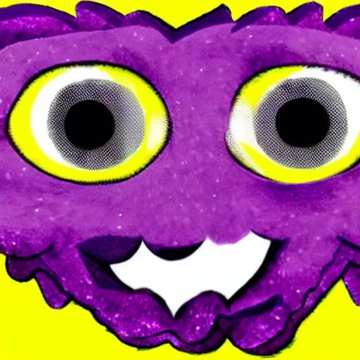 Image similar to flying purple monster with 1 eye and 1 horn