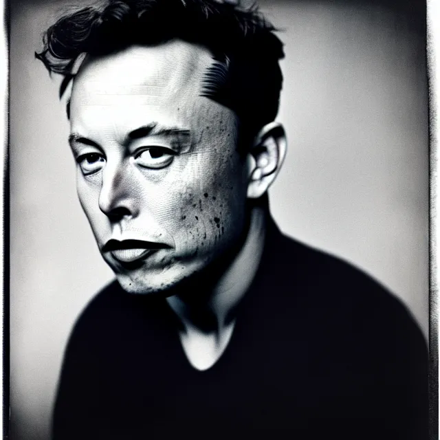 Prompt: a vintage photograph of Elon Musk\ by Julia Margaret Cameron, portrait, 40mm lens, shallow depth of field, split lighting