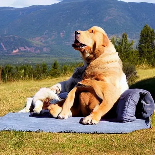 Image similar to large dog, joy, love, release, relax, trust, bond, adventure