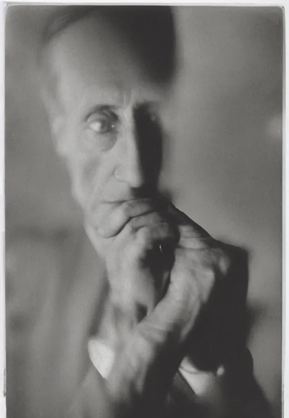 Prompt: a close - up casual photo of marcel duchamp by irving penn, 1 9 2 0 s monochrome snapshot, graflex 4 x 5, f 1. 8, 3 5 mm, ilford delta 3 2 0 0 pro