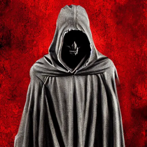 Prompt: a dark robed skeletal figure, with face covered by a hood, behind zombies, with swirling red magic, hd, digital art, photorealistic, by anson maddocks
