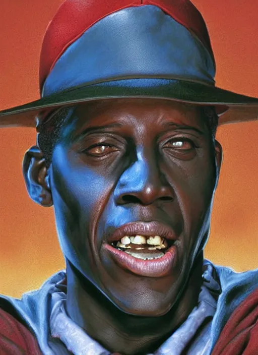 Image similar to portrait of Creighton Duke from Jason Goes to Hell (1993), highly detailed, centered, solid color background, digital painting, artstation, concept art, smooth, sharp focus, illustration, Jason Edmiston, donato giancola, Joseph Christian Leyendecker, Les Edwards, Ed Repka, WLOP, Artgerm