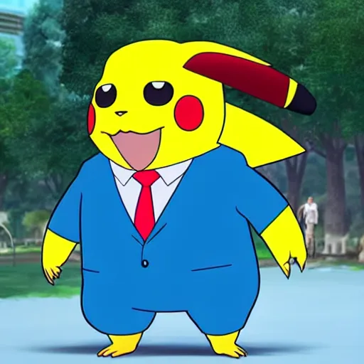 Image similar to donald trump as a pokemon, pikachu, studio ghibli, pixar render, by lisa frank