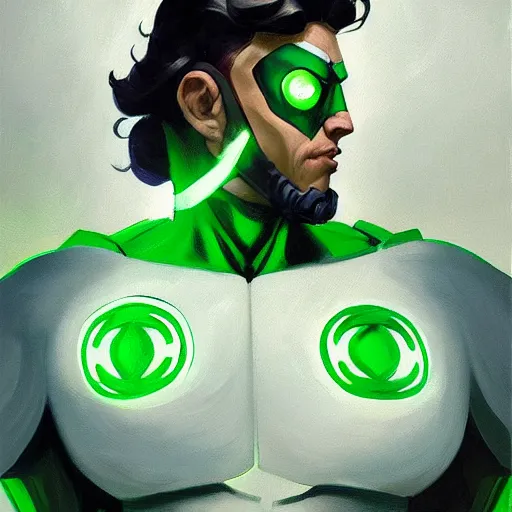 Prompt: greg manchess portrait painting of green lantern as overwatch character, medium shot, asymmetrical, profile picture, organic painting, sunny day, matte painting, bold shapes, hard edges, street art, trending on artstation, by huang guangjian and gil elvgren and sachin teng