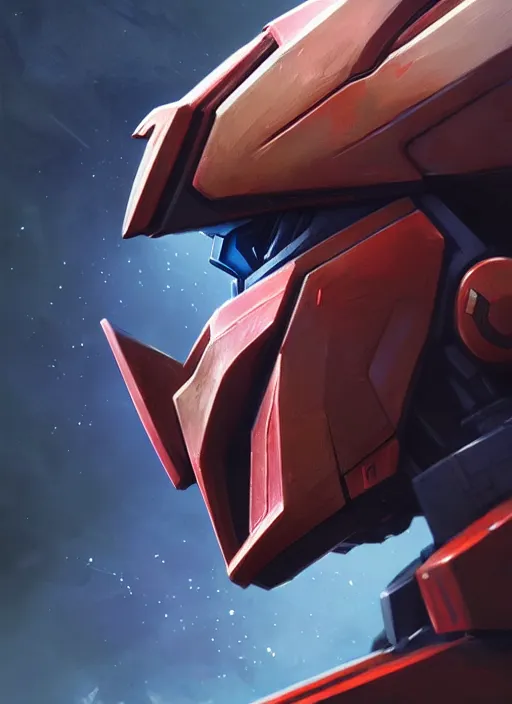 Image similar to portrait epic gundam head. highly detailed, digital painting, concept art, smooth, sharp focus, illustration, art by greg rutkowski