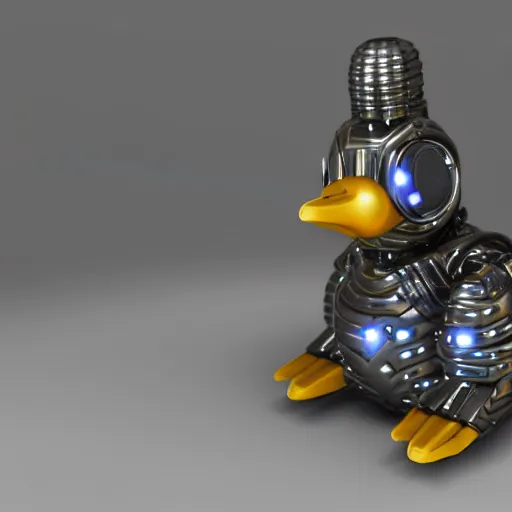 Image similar to a cybernetic enhanced rubber ducky, 3 d unreal engine render