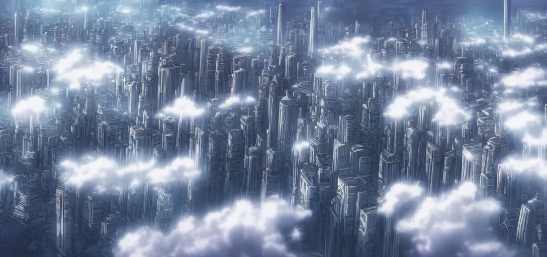 Prompt: city floating in the clouds by studio ghibli, ultra detailed, detailed, 8 k