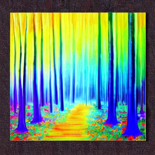 Prompt: rainbow forest trending on art station