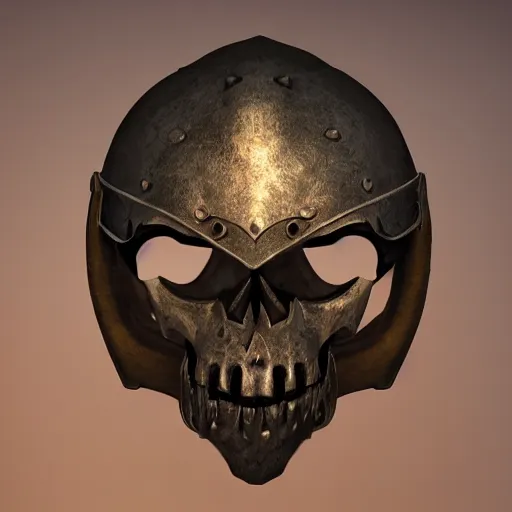 Image similar to medieval helmet in the shape of a demon skull, epic, artsation, 4 k