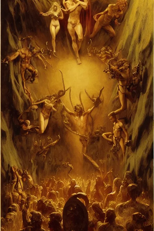 Image similar to the seventh circle of hell from dante's divine comedy. highly detailed painting by gaston bussiere, craig mullins, j. c. leyendecker 8 k