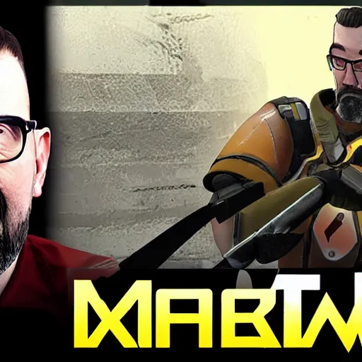 Image similar to gordon freeman plays csgo and kill gman from half life from vintovka