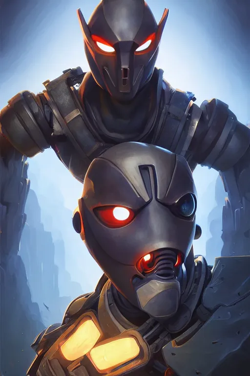 Image similar to epic mask helmet robot ninja portrait stylized as fornite style game design fanart by concept artist gervasio canda, behance hd by jesper ejsing, by rhads, makoto shinkai and lois van baarle, ilya kuvshinov, rossdraws global illumination radiating a glowing aura global illumination ray tracing hdr render in unreal engine 5