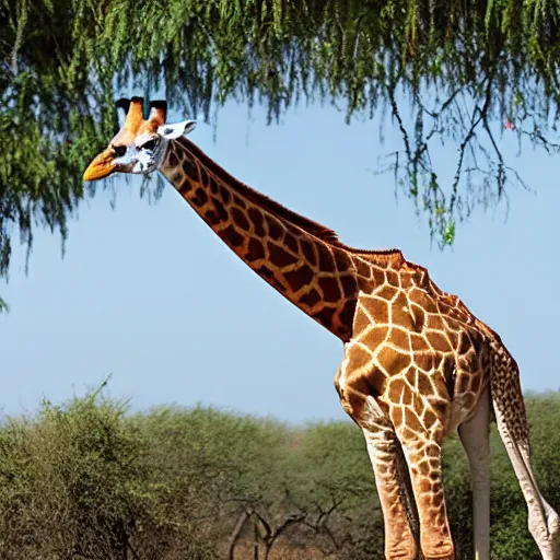 Image similar to giraffe with white feathers and orange bill