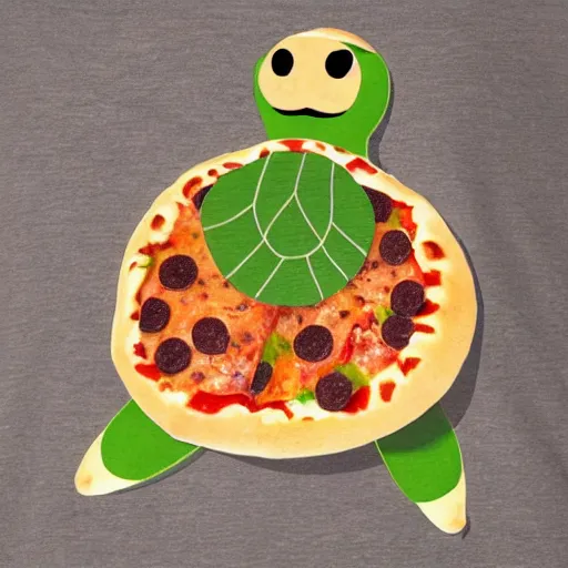 Image similar to turtle with a pizza shell