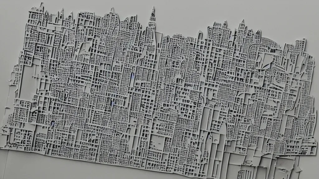 Prompt: a Paper cutout art sample of a city