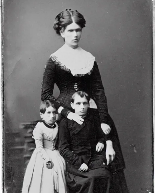 Prompt: a photo of a princess with her son and husband circa 1 8 8 3